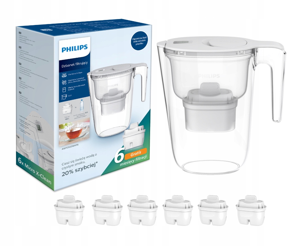 Dzbanek filtrujący Philips 2,6L 6 szt. filtrów