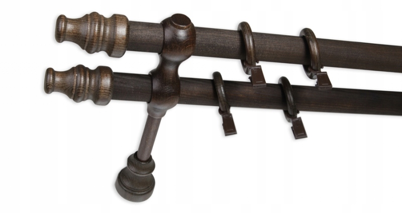 

Karnisz Drewniany 28 mm podwójny wenge 370 cm