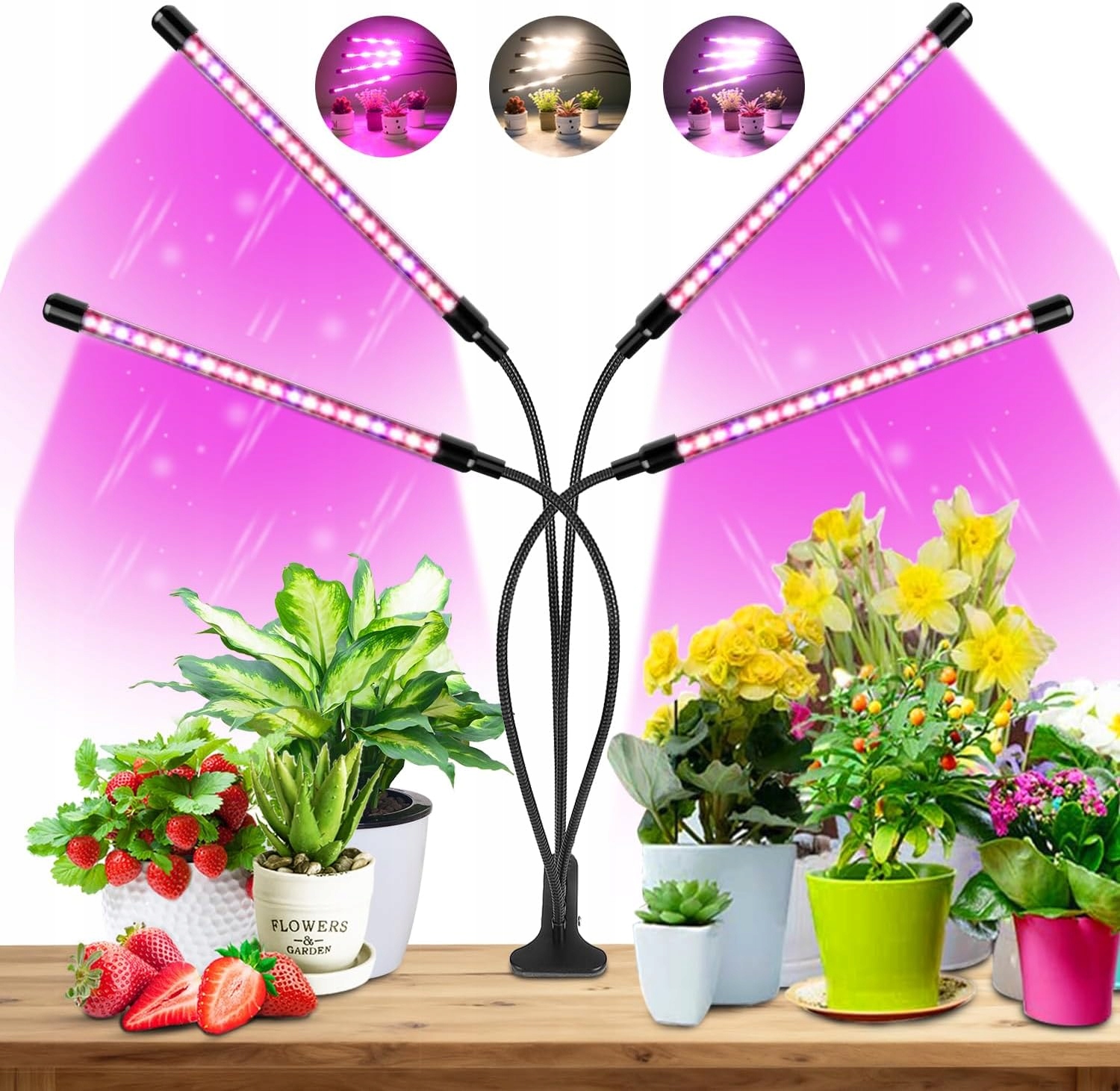Led Lampa Na Rostliny 80 Diod Časovač 4 Ramena