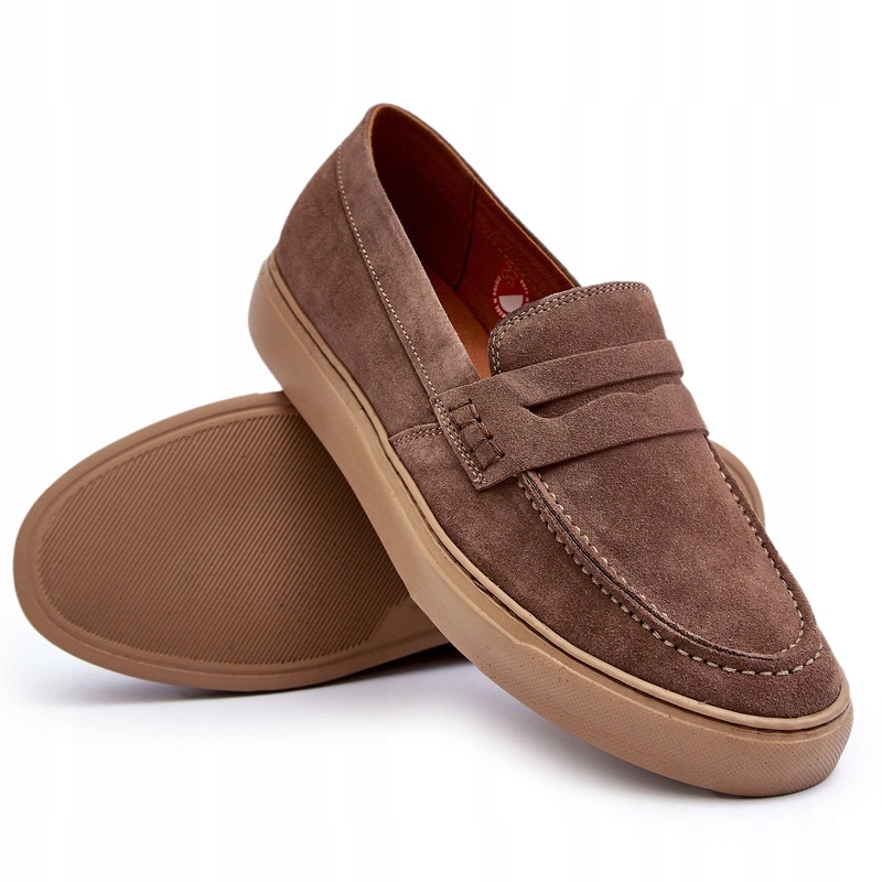 Pánské Polobotky Loafersy Z Přírodního Semiše Zazoo 1574 Tmavě Béžová 39