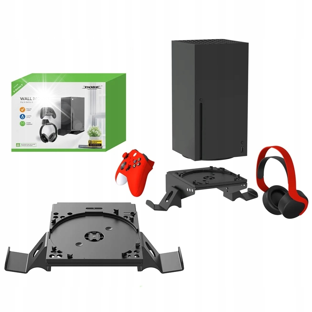 Uchwyt stojak wieszak na ścianę podstawka Xbox Series X + 2x uchwyt na pada