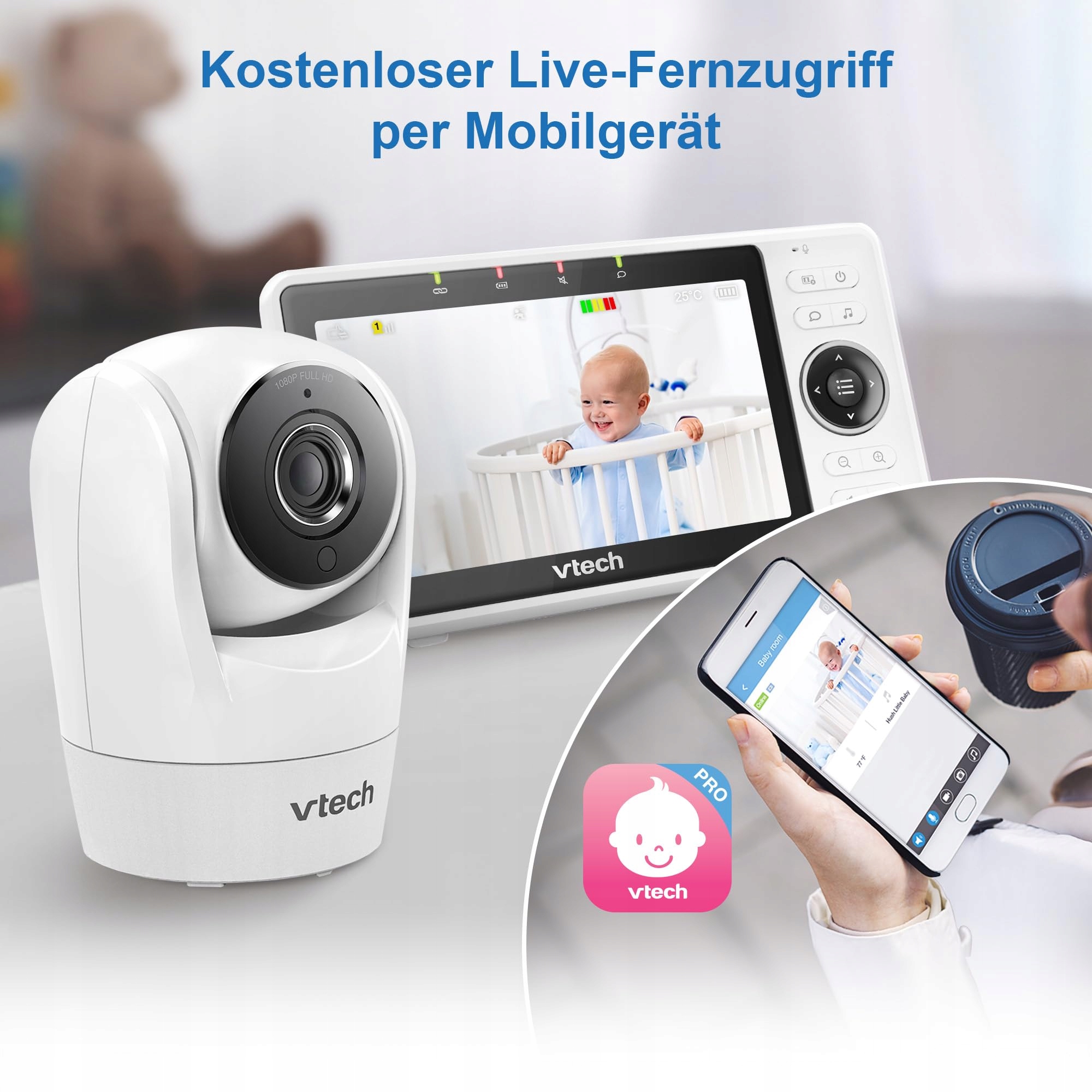 VTECH Monitor Dziecięcy WiFi Kamera 5 Calowy Wyświetlacz HD 1080p — miniatura 6