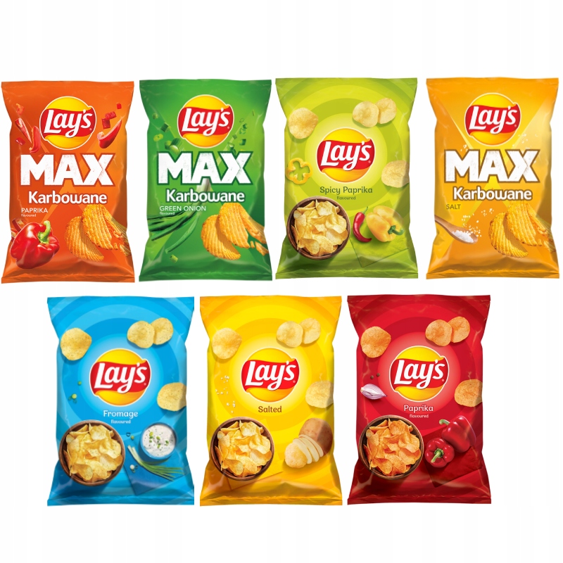 Levně Bramborové Chipsy Lay's s křupavou paprikou, jarní cibulka solí 120 g x 9