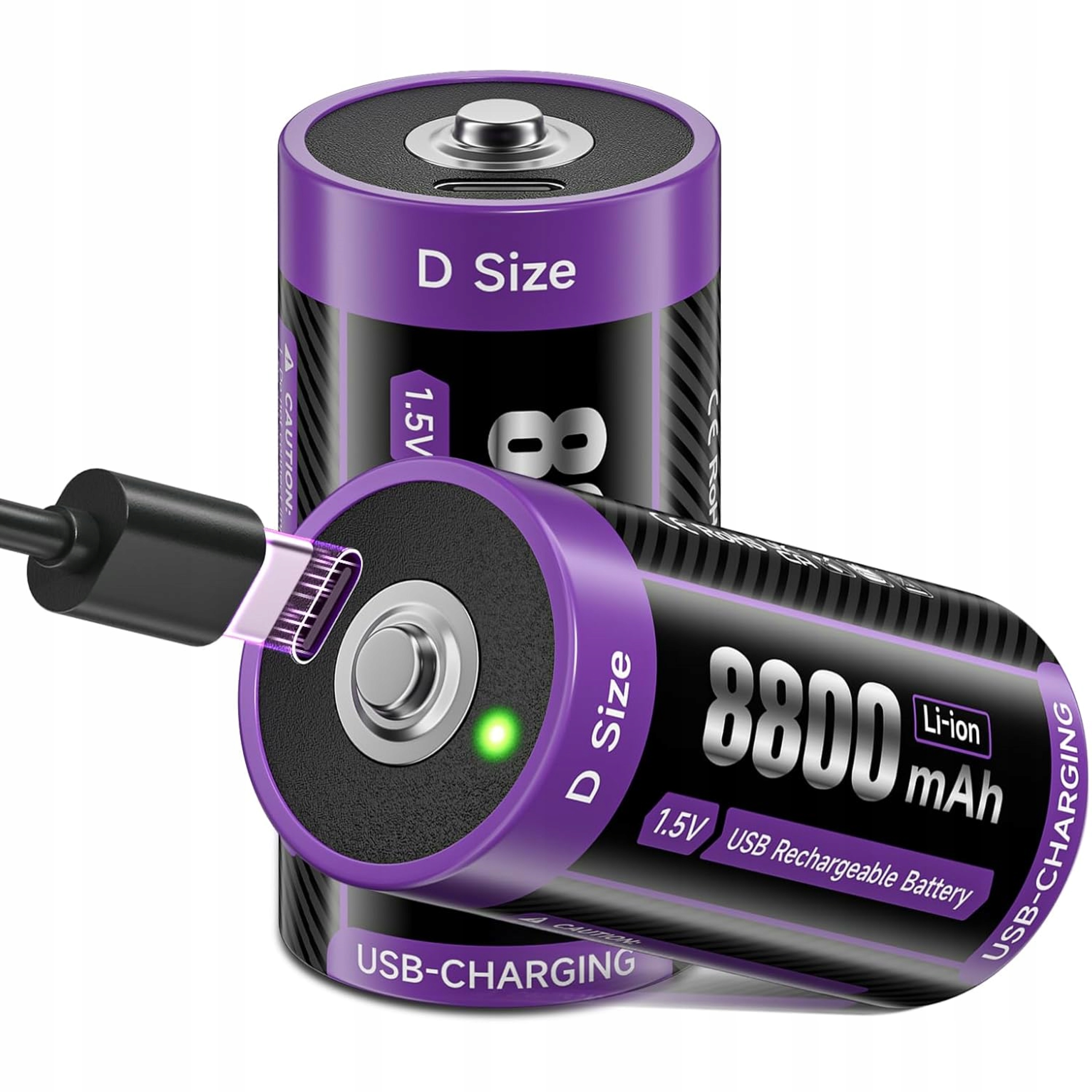 Akumulatory Litowe Typu D (R20 LR20) Usb-c 1,5V 8800 mAh – 2 sztuki