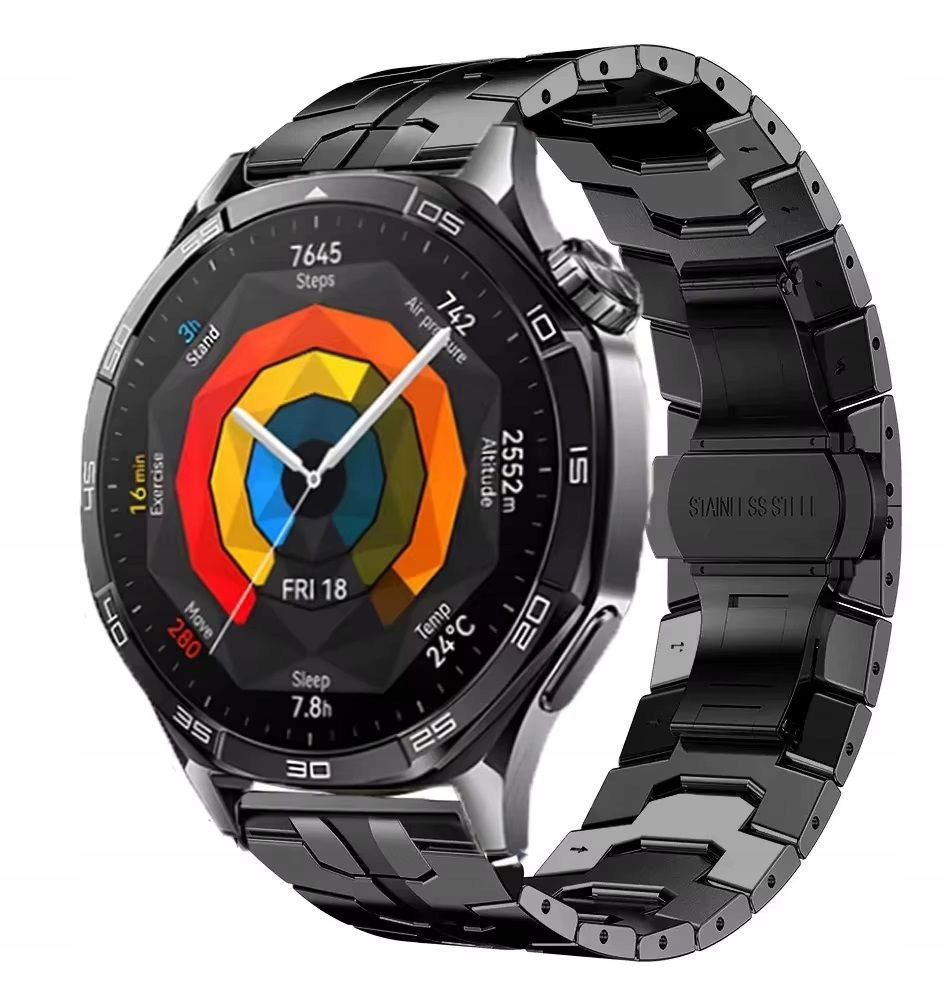 Bransoleta Stalowa Czarna Pasek Do Huawei Watch GT2 GT3 GT4 GT5 GT6 46MM