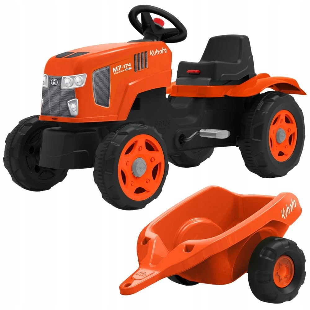 Falk Traktor na Pedały Kubota z Przyczepą i Otwieraną Maską 2-6 lat