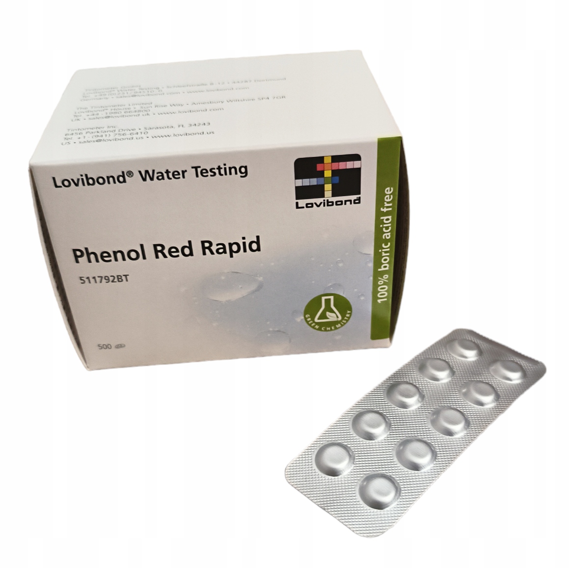 Tabletky na měření pH Phenol Red Lovibond 500 ks 50 listů, ruční tester