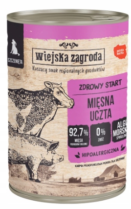 Levně Mokré krmivo pro štěňata Wiejska Zagroda Masové hody 12x400g