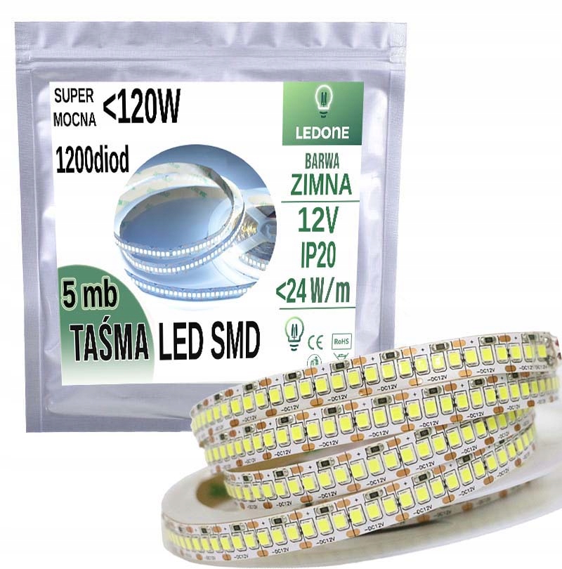 

Mocna Taśma Led Premium 2835 IP20 1200d 5mb