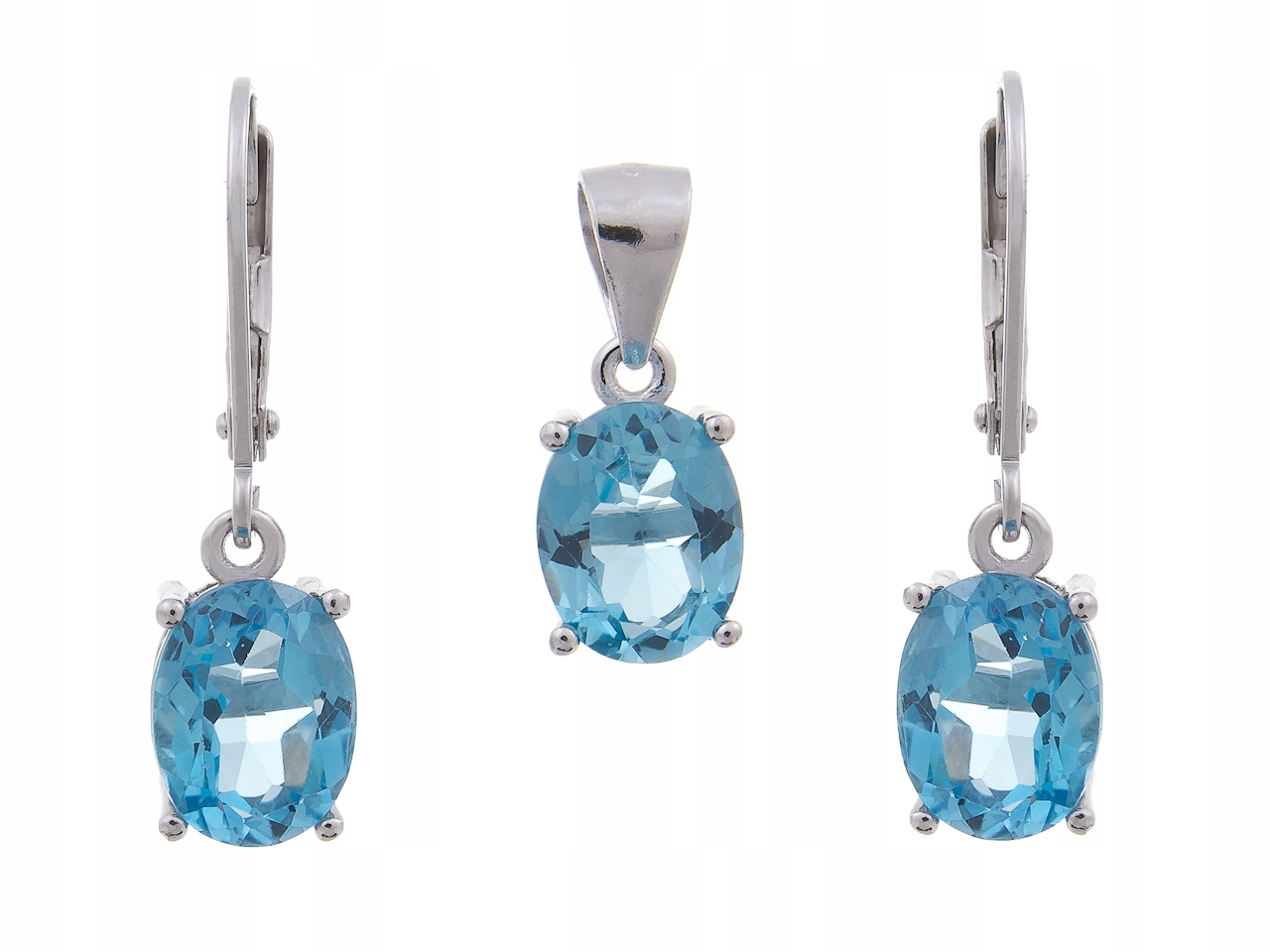 Stříbrný Rhodiovaný Komplet Swiss Topaz Přírodní