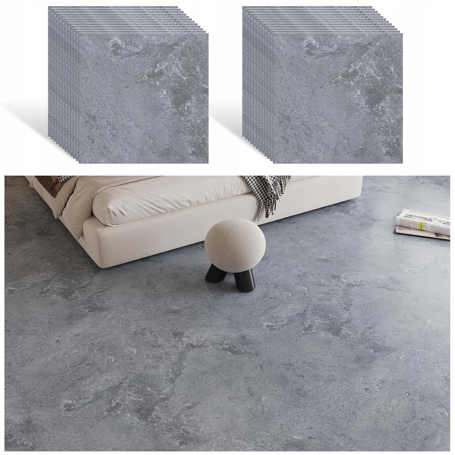 Samolepící Pvc podlahové dlaždice Beton Šedý Dekorativní 1 kus