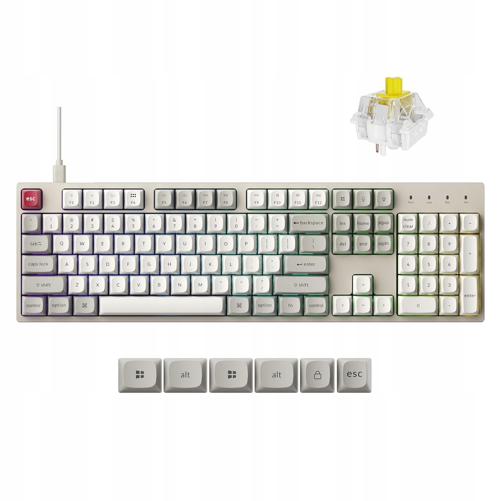 Keychron C2 Pro 8K Qmk Mechanická programovatelná klávesnice, přepínač Banana