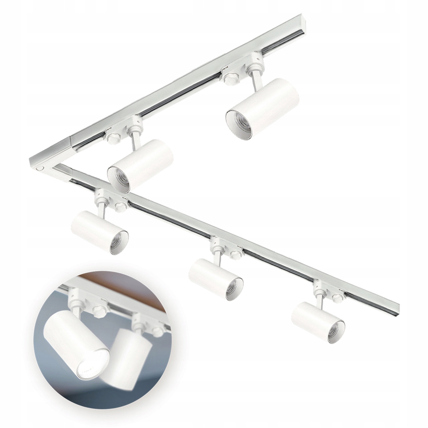 3-fázový kolejnicový systém 1m+2m, L pravý, 5x reflektor na GU10 Bílý