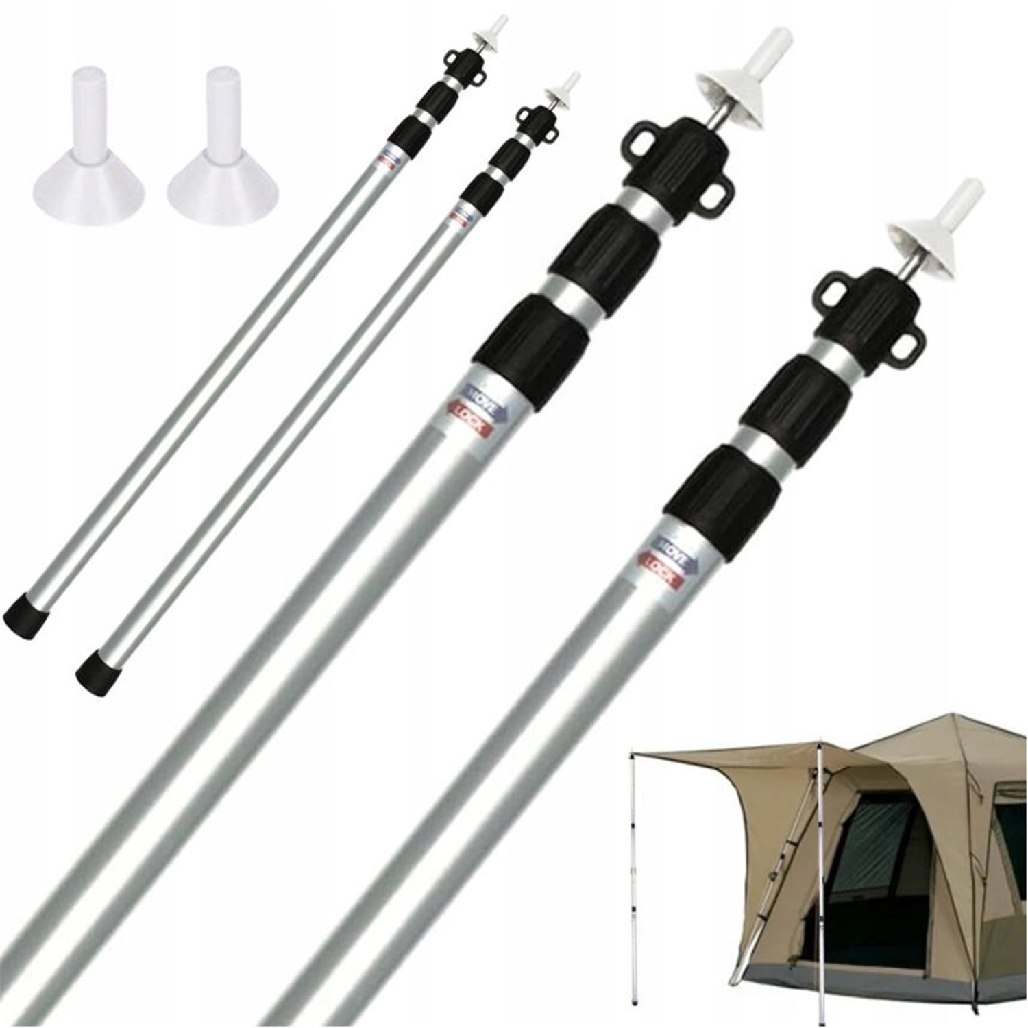 Hliníkové Teleskopické Tyče 90-230 CM 2 Ks Pevné Pro Stan A Plachtu