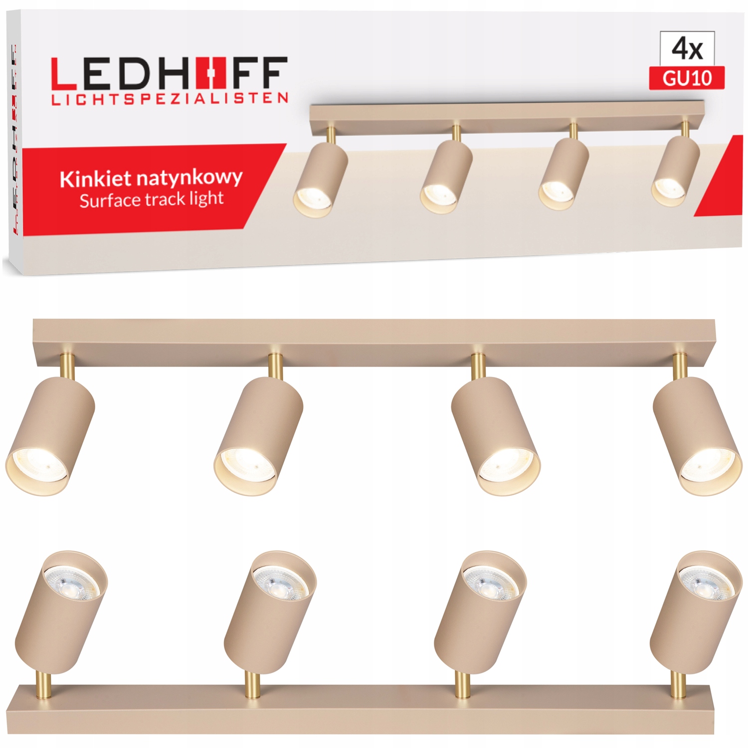Stropní svítidlo béžová Lustr Kašmir 4x GU10 Led Nastavitelná Premium zlatá