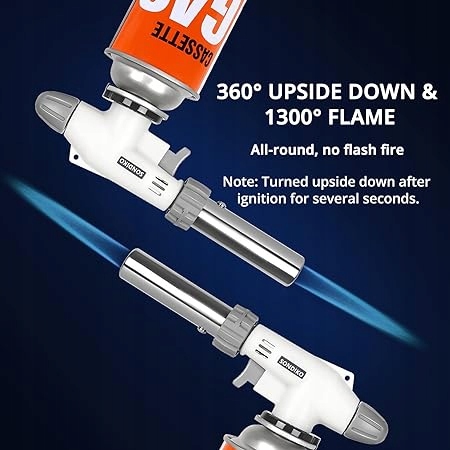 PROFESJONALNY PALNIK GAZOWY NA BUTAN GŁOWICA Z REGULOWANYM PŁOMIENIEM Kolor biały