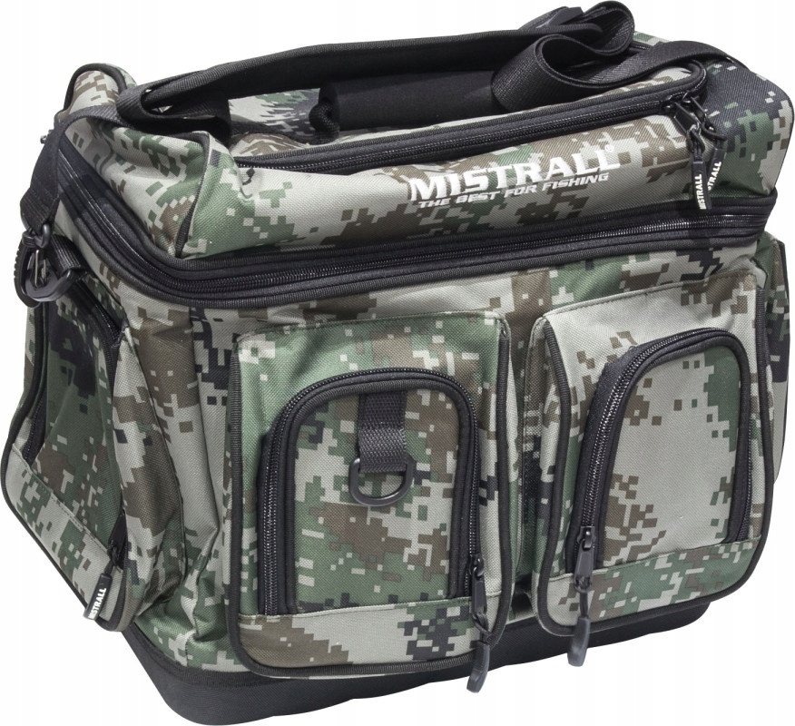 Torba wędkarska Mistrall ze sztywnym dnem i kieszeniami, 44x27x35 cm