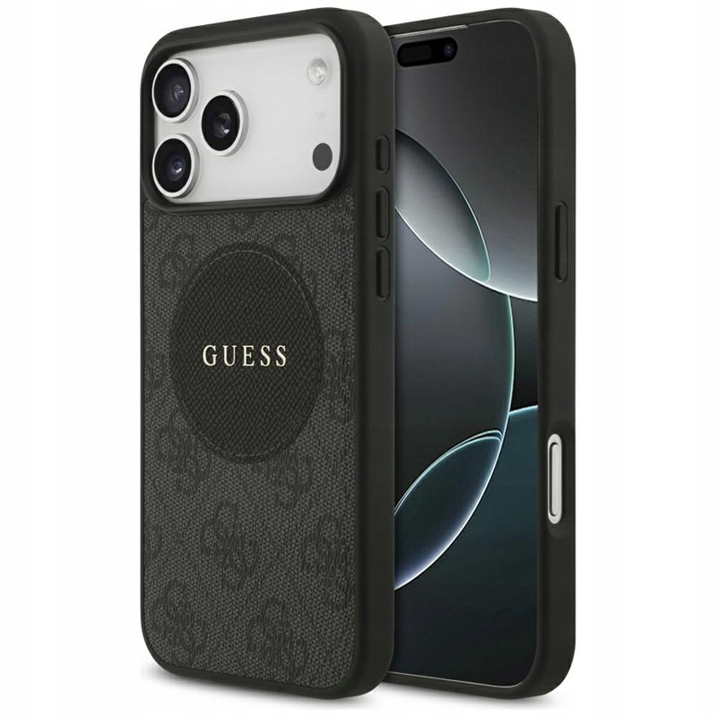 Guess 4G Circle Classic Logo MagSafe – Pouzdro pro iPhone 17 Pro Max (černé)