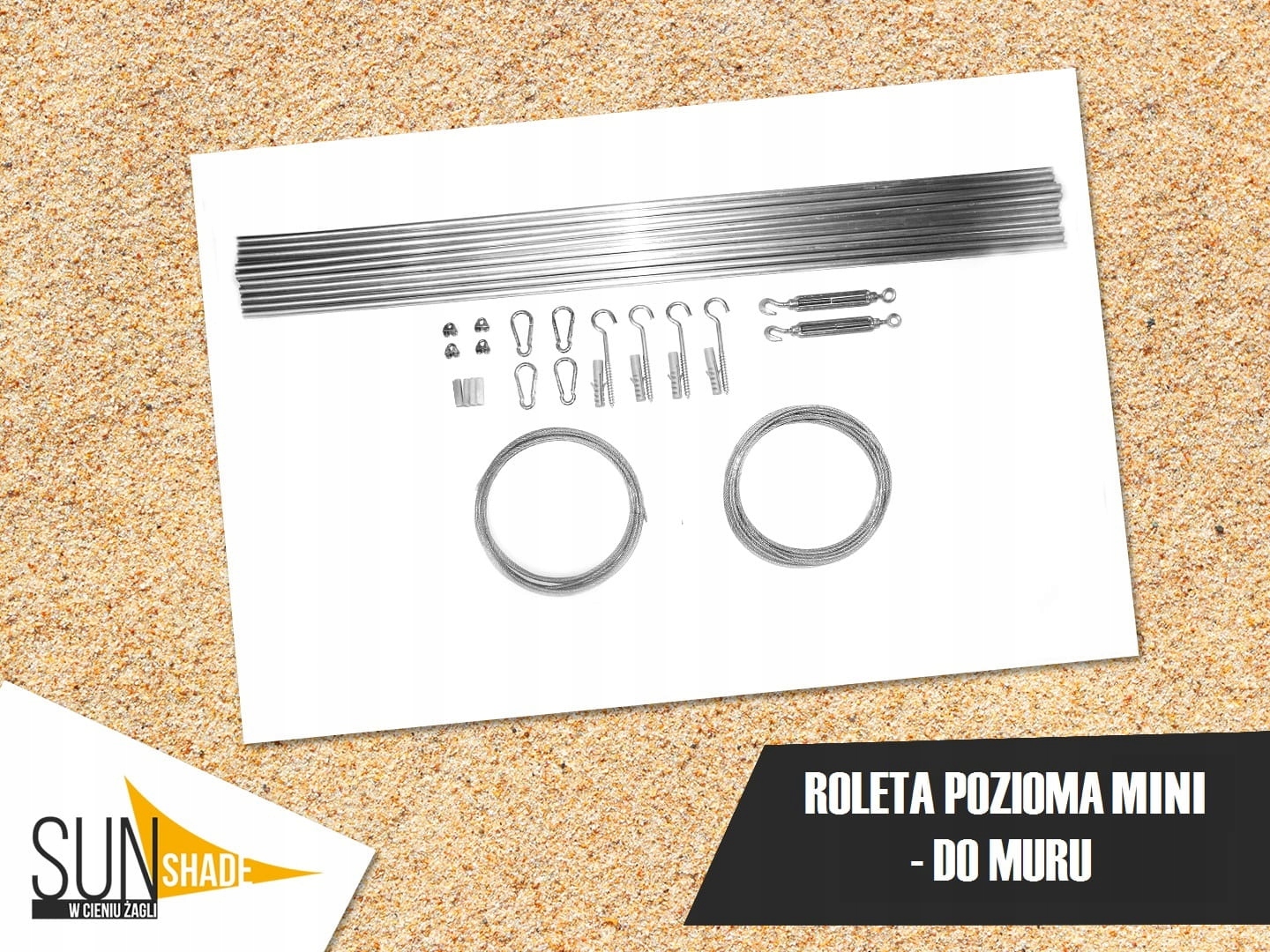 ZESTAW DO MONTAŻU ZEWNĘTRZNYCH ROLET RZYMSKICH POZIOMYCH DO MURU- MINI