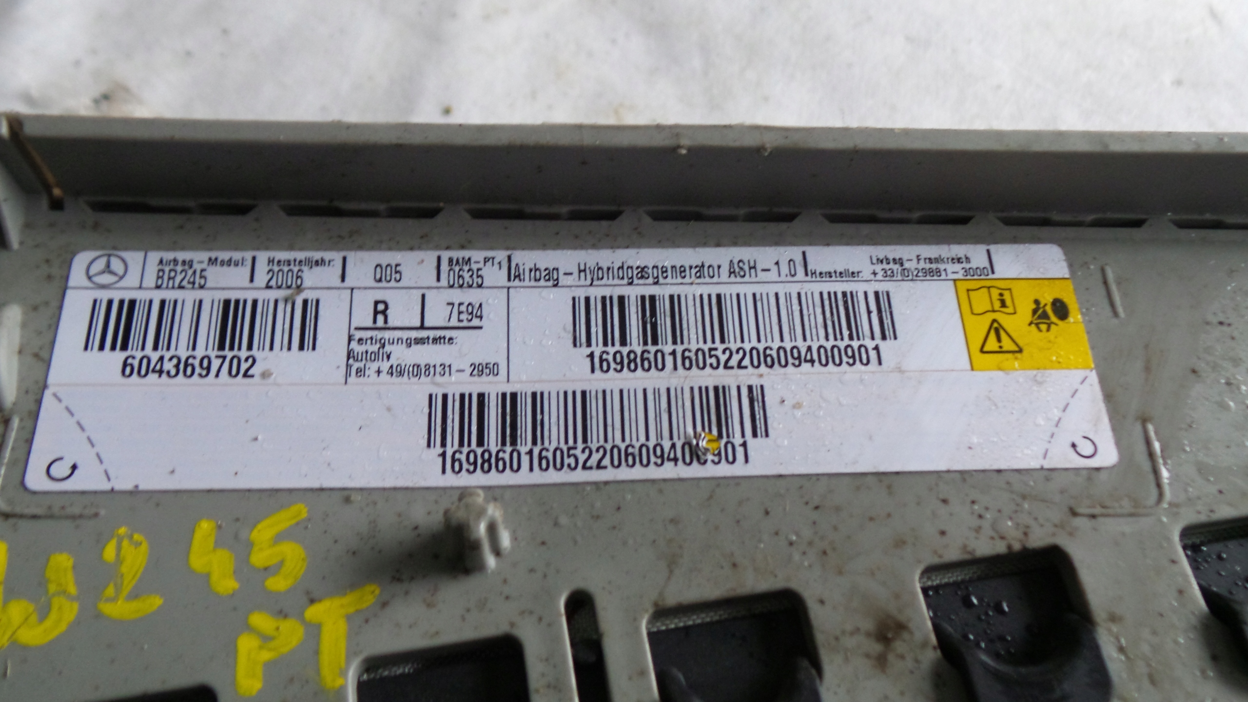 airbag side rear part MERCEDES W245 left PRAW