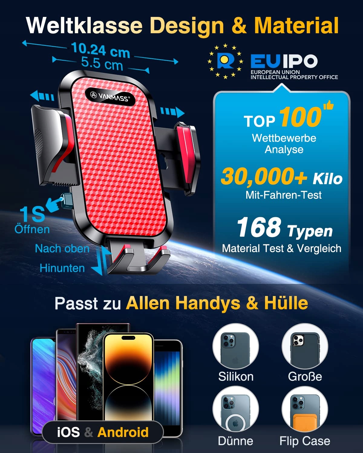 VANMASS Uchwyt Samochodowy Na Telefon Silikonowy 360 — miniatura 3