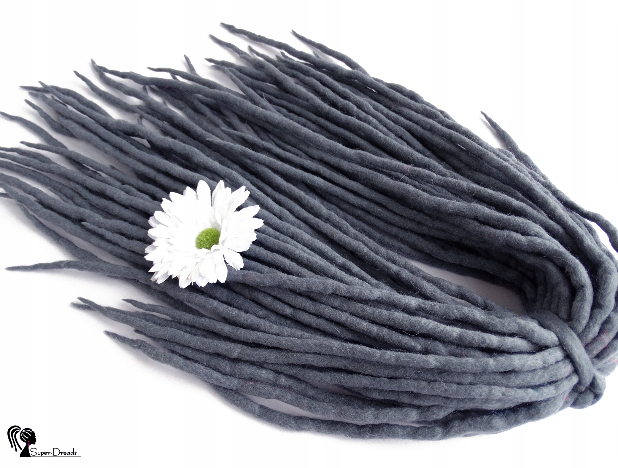 Dredloky Vlněné Dredy, šedé, Ocelová Magnolie, 40 kusů