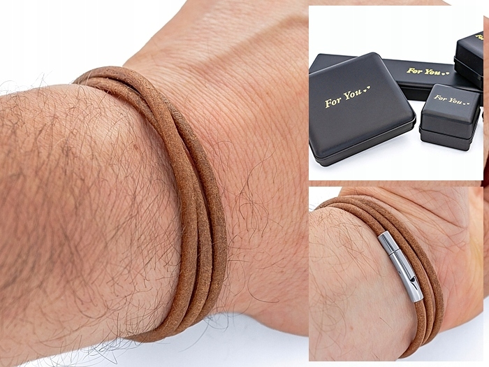 

Bransoleta skórzany rzemień + eleganckie zapięcie