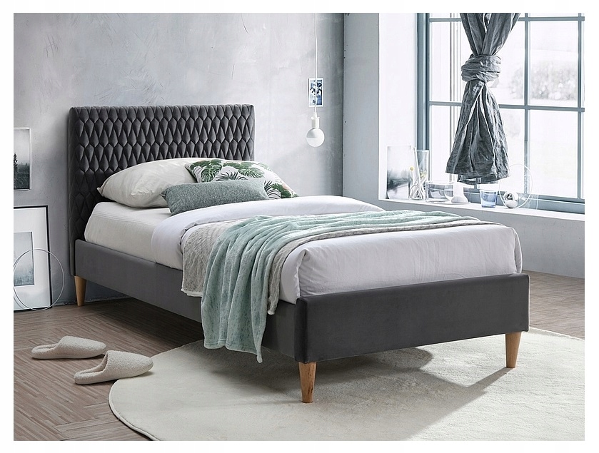 Posteľ Azurro Velvet 90x200 cm sivá do spálne Sig