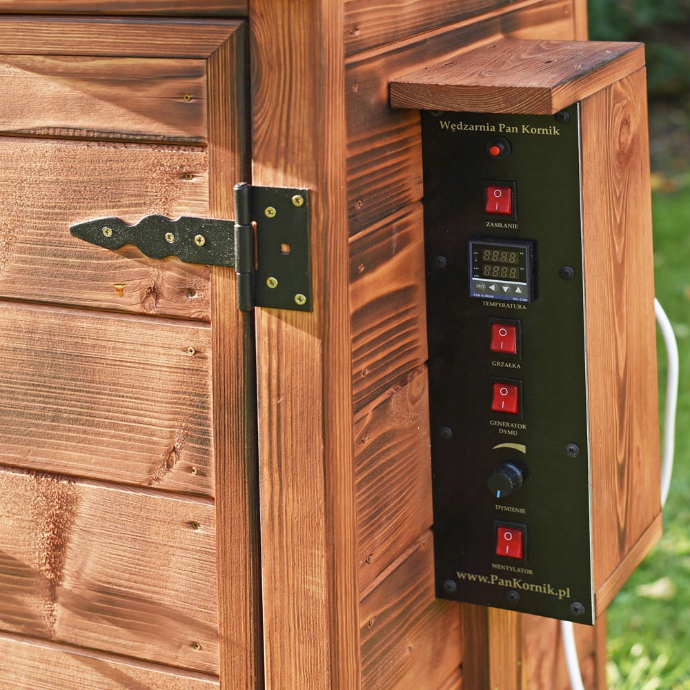 WĘDZARNIA ELEKTRYCZNA AUTOMATYCZNA DOMOWA OGRODOWA PANKORNIK DYMOGENERATOR Materiał drewno