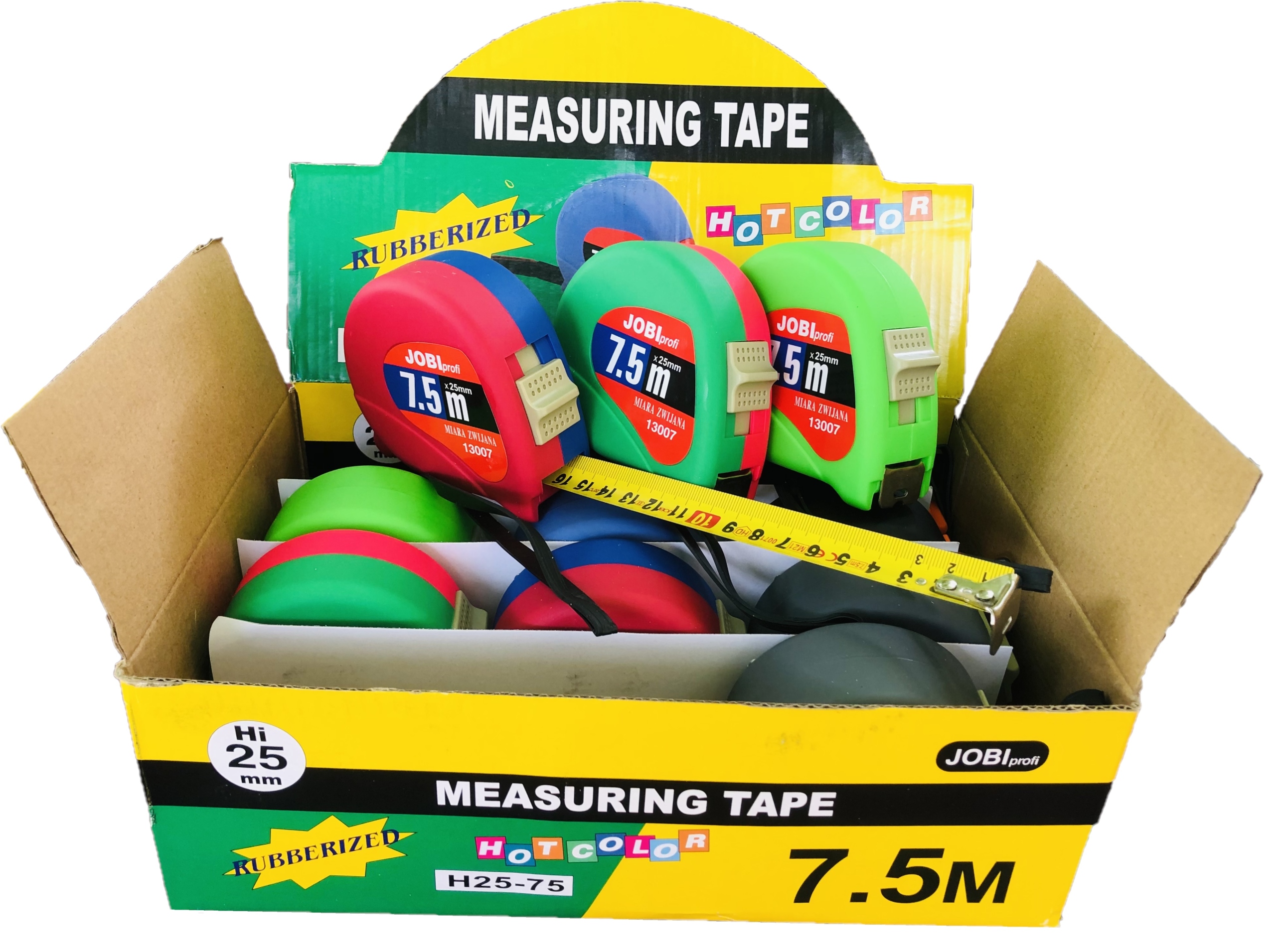 Jobi Miara zwijana gumowana 7,5m 12 SZTUK Rodzaj miara zwijana