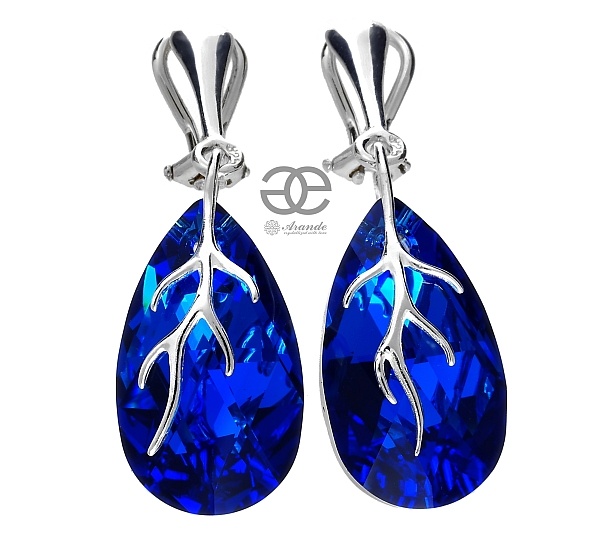 Křišťálové krásné klipsy Blue Comet Stříbro Arande