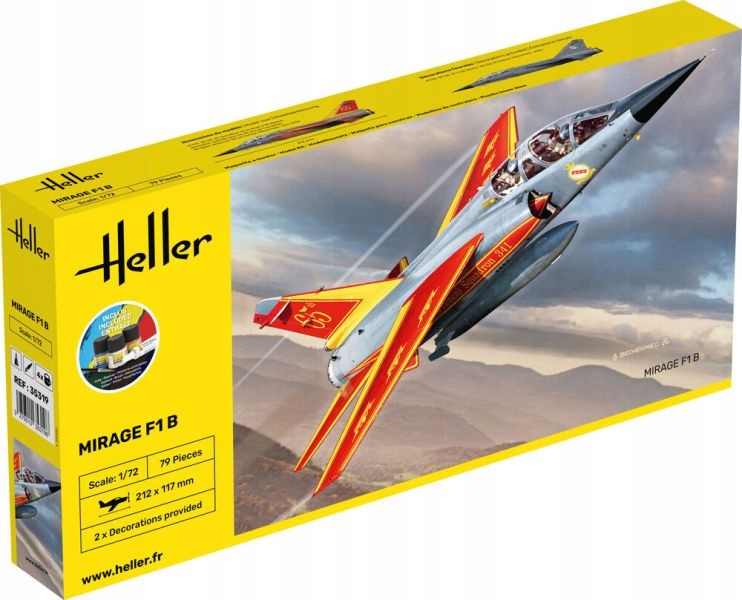 Heller 35319 Starter Set Mirage F-1B 1:72 lepidlo štětec barvy