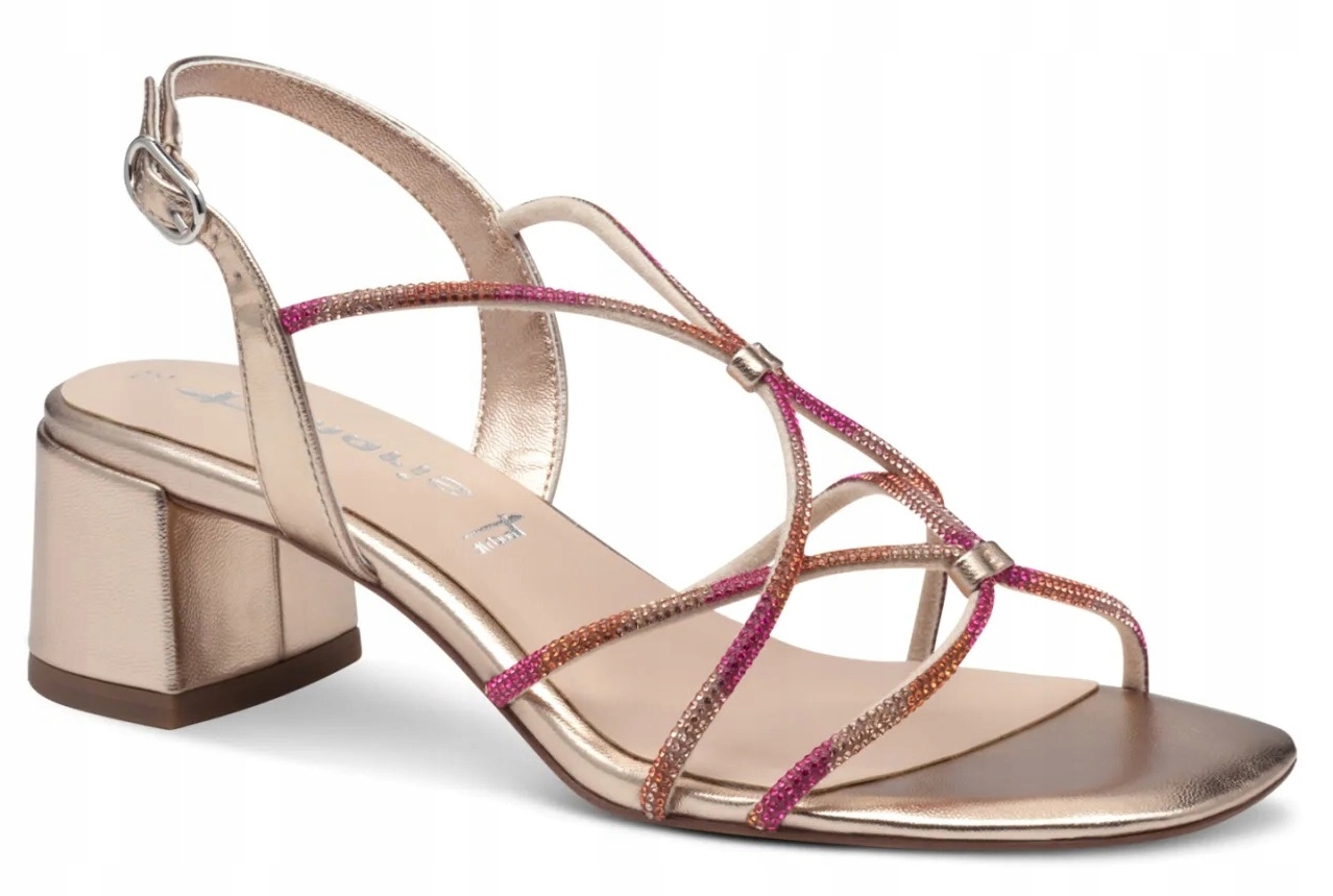 Tamaris světle růžové dámské elegantní sandály na podpatku 37