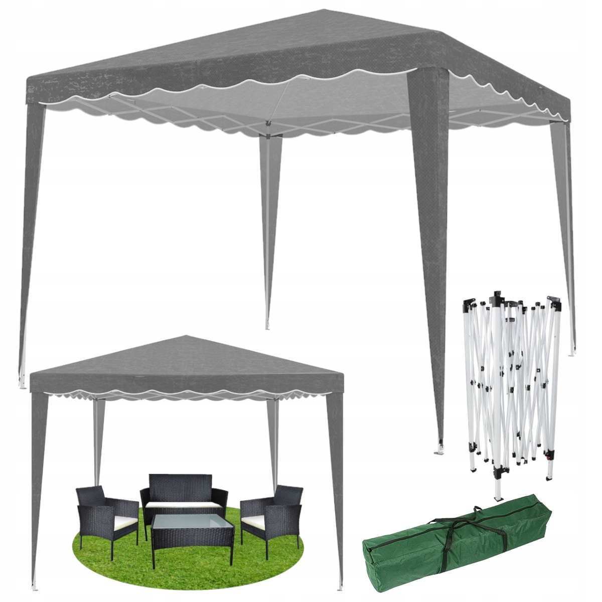 Pavilónový Obchodný Záhradný Stan 3x3 m Altánok Do Záhrady Automatický Rošt