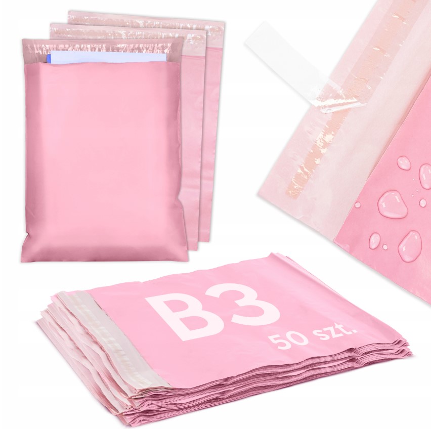 Foliopaki Kurierskie B3 400x500 mm Różowe 100 szt. Opakowanie Kurierskie