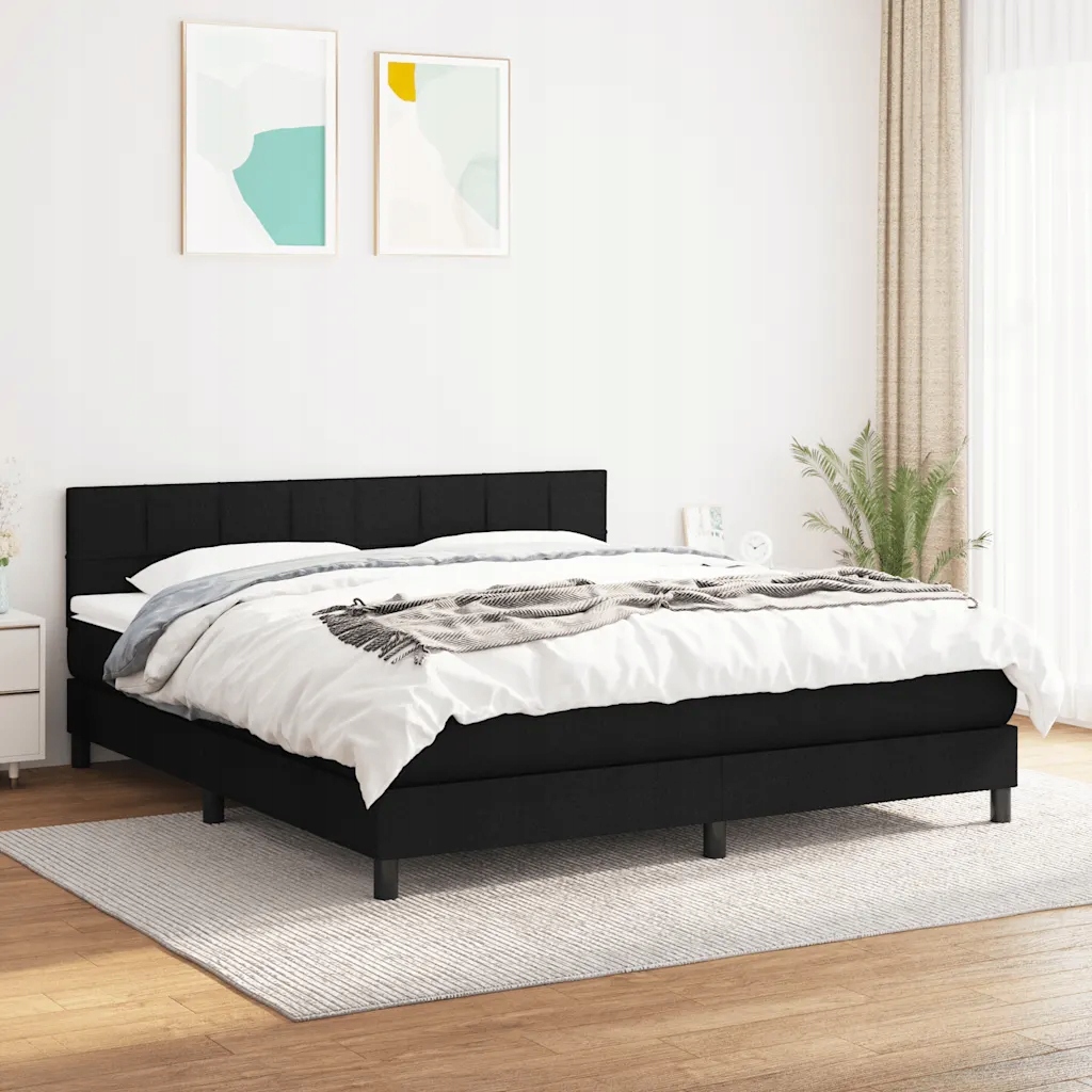 Box spring postel s matrací černá 160x200 cm textil Černý 3140067