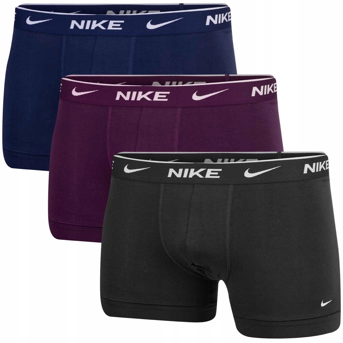 Nike Pánské Boxerky Slipy Trunk 3PK Grafitové/fialové/granátové vel. M