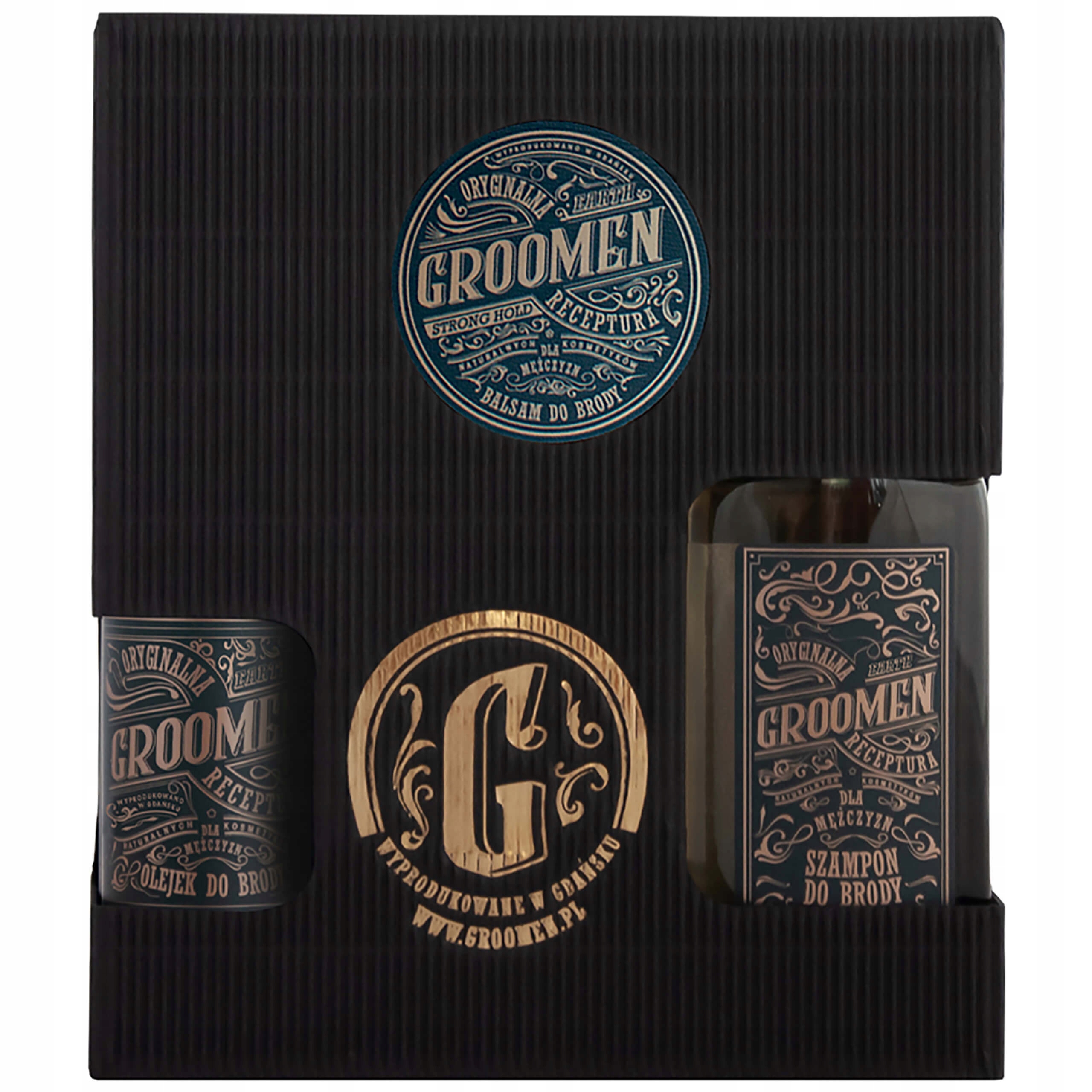 Sada na vousy Groomen Earth Strong Hold šampon, olej a balzám na vousy