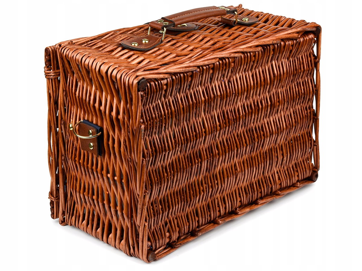 KOSZ PIKNIKOWY WIKLINOWY TALERZE SZTUĆCE TERMICZNY Głębokość produktu 26 cm