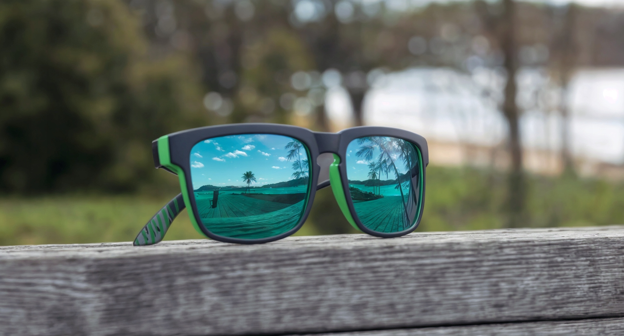 OKULARY PRZECIWSŁONECZNE Z FILTREM Lustrzanki Polaryzacyjne Zielone + Etui Fason nerdy
