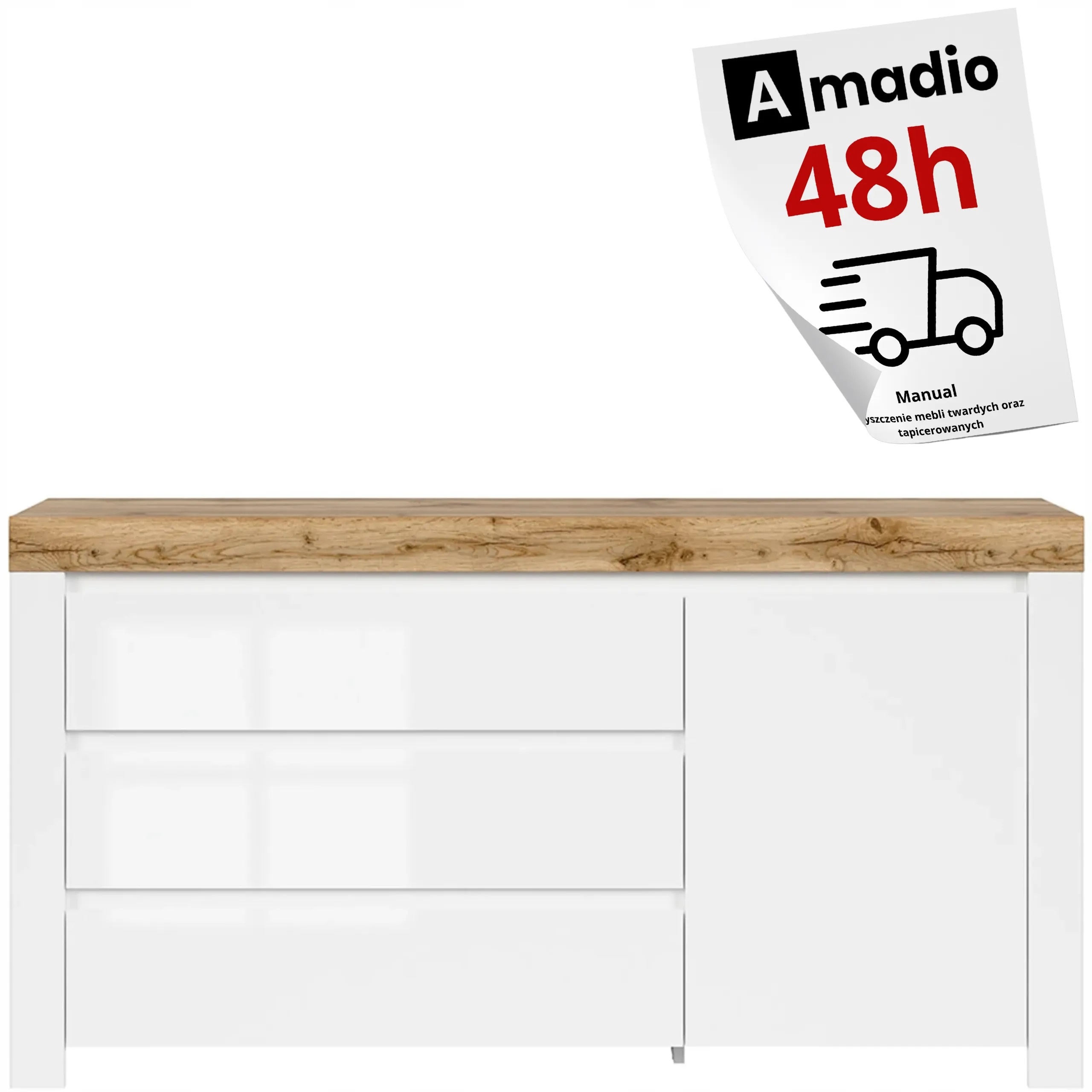 Holten komoda 156 szuflady szafka biały połysk BRW Black Red White