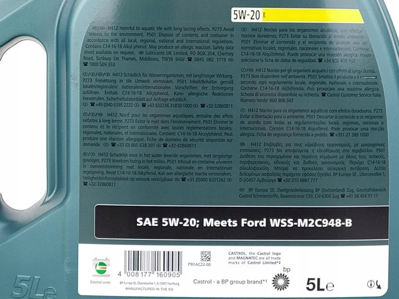 CASTROL MAGNATEC PROFESSIONAL E 5W20 FORD 948B 9L Model Magnatec Pro E