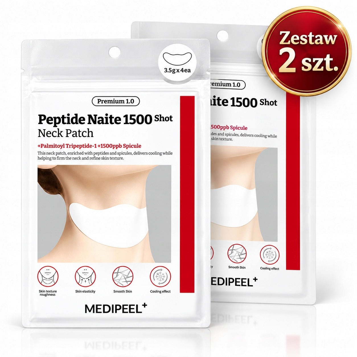 2 x sada liftingových masek Peptide Naite 1500 Shot Neck Patch