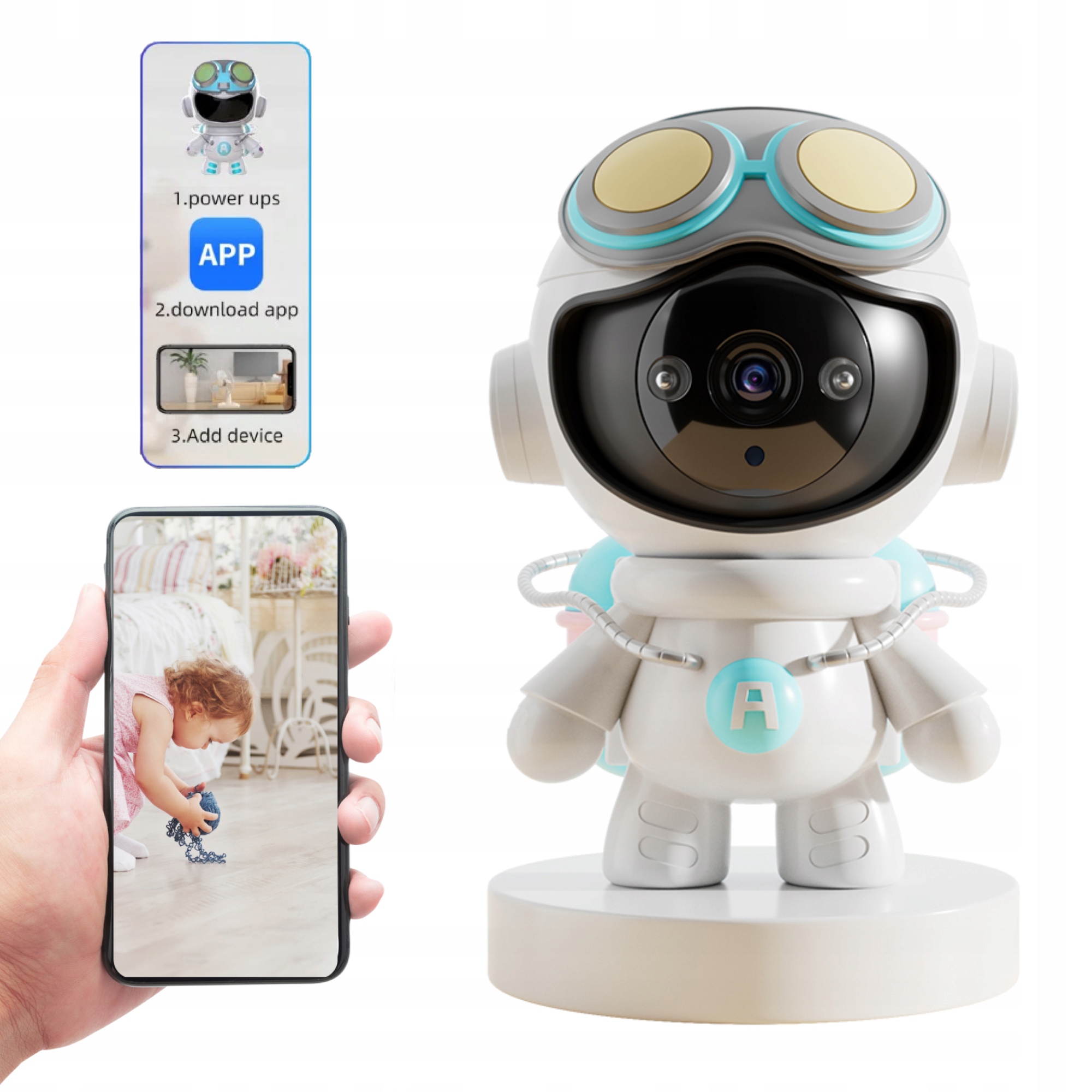 Elektroniczna Niania Kamera Obrotowa 355 Dla Dziecka Wifi Android Ios App