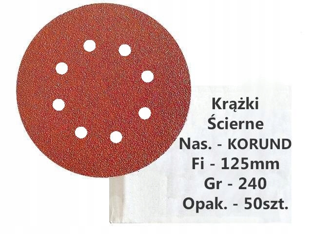 

Papier Krążki Na Rzep fi 125 P240 8 Otworami 50szt