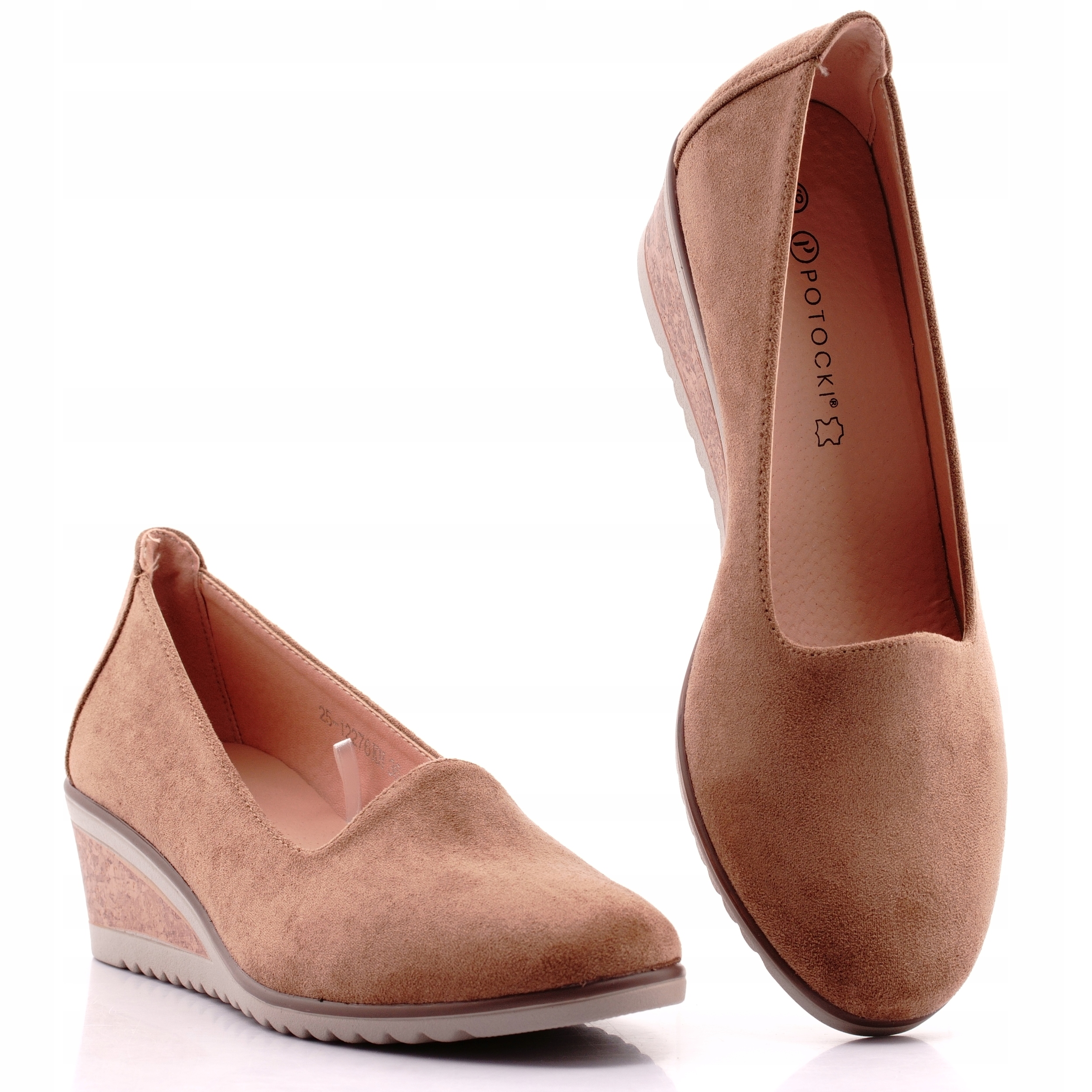 Potocki Buty Damskie Półbuty Wsuwane Zamszowe Na Koturnie 12276 39