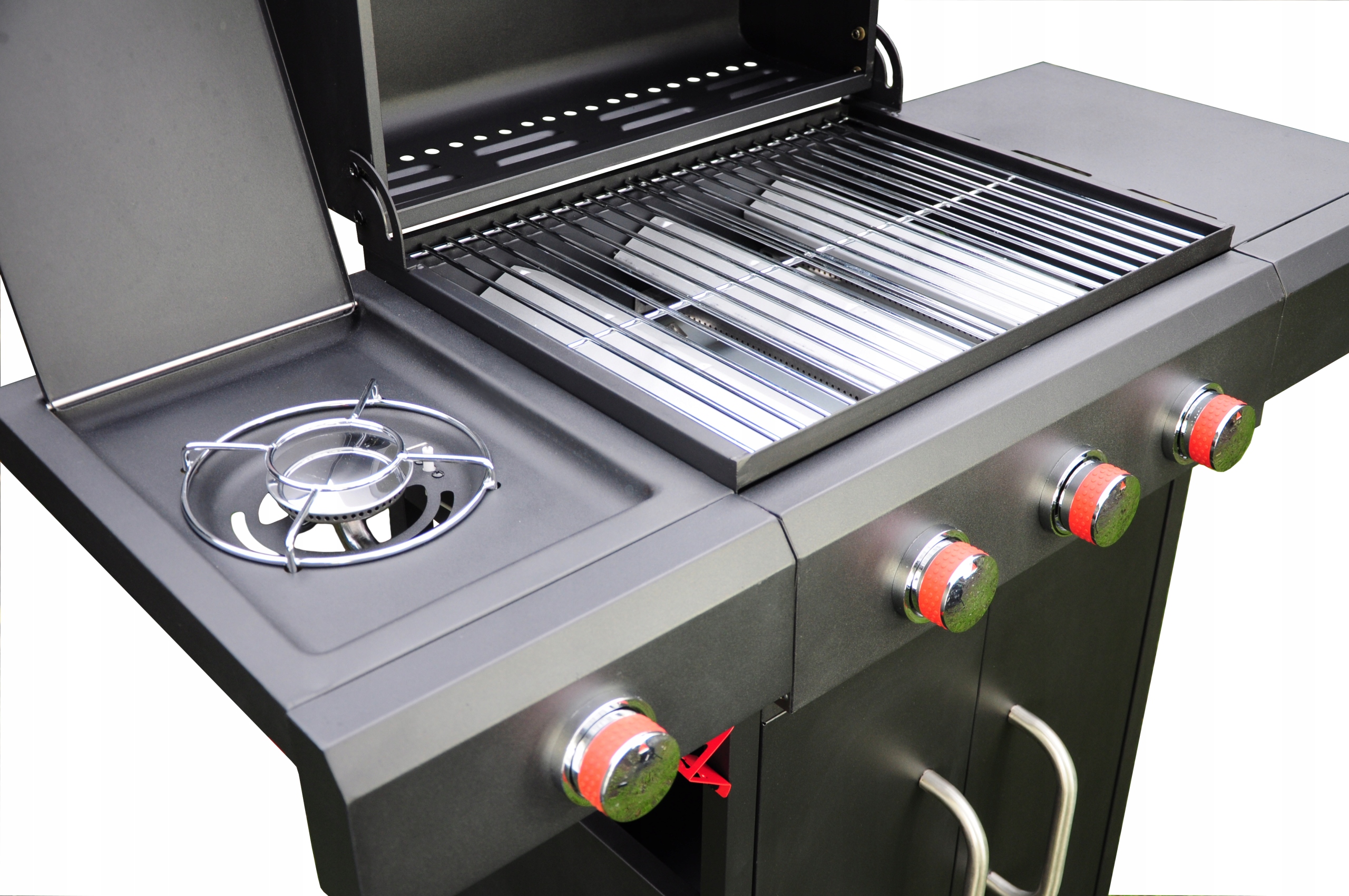 GRILL GAZOWY OGRODOWY 3+1 11,6kW DUŻY RUSZT SZAFKA Głębokość grilla 52.8 cm
