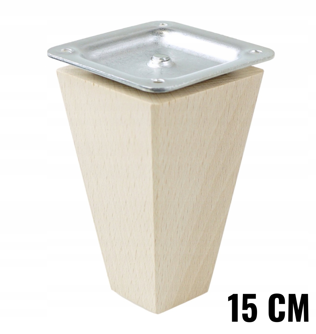 

Nóżka buk trapez do mebli prosta 15 cm z blachą