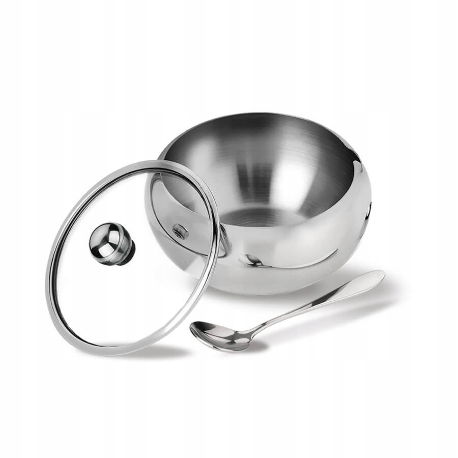 

Cukiernica z łyżeczką na stół pokrywa okrągła Stal