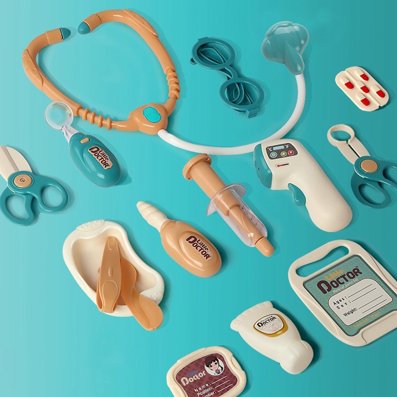 ZESTAW MAŁEGO LEKARZA MAŁY DOKTOR WÓZEK LEKARSKI 29 EL. RENTGEN DLA DZIECI Materiał plastik